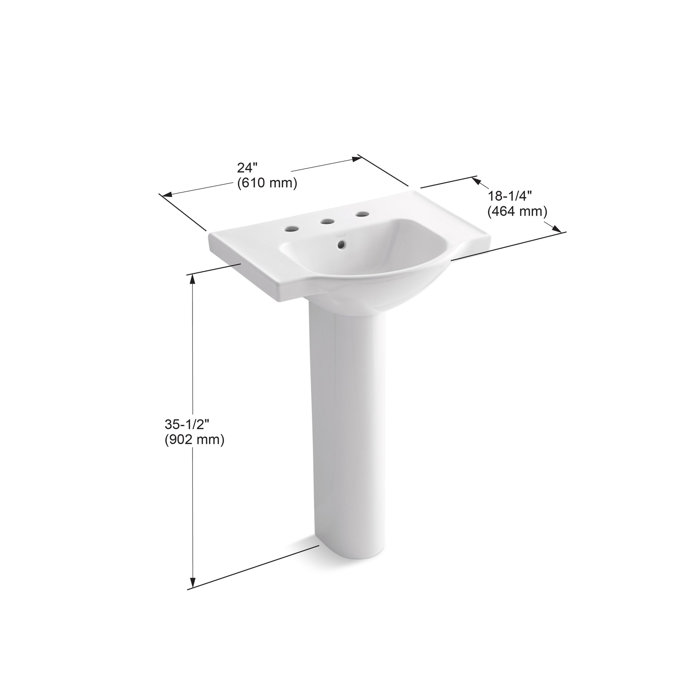 K526680,10,40 Kohler Veer™ Ceramic Pedestal Bathroom Sink with Overflow & Reviews Wayfair